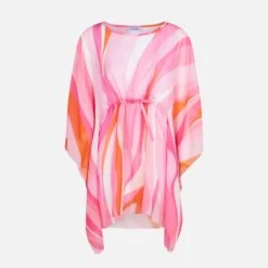 MC2 Saint Barth Pink And Orange Wave Print Caftan 9 MC2 Saint Barth Pink And Orange Wave Print Caftan -MC2 Saint Barth Shop caftan wave summer woman 1