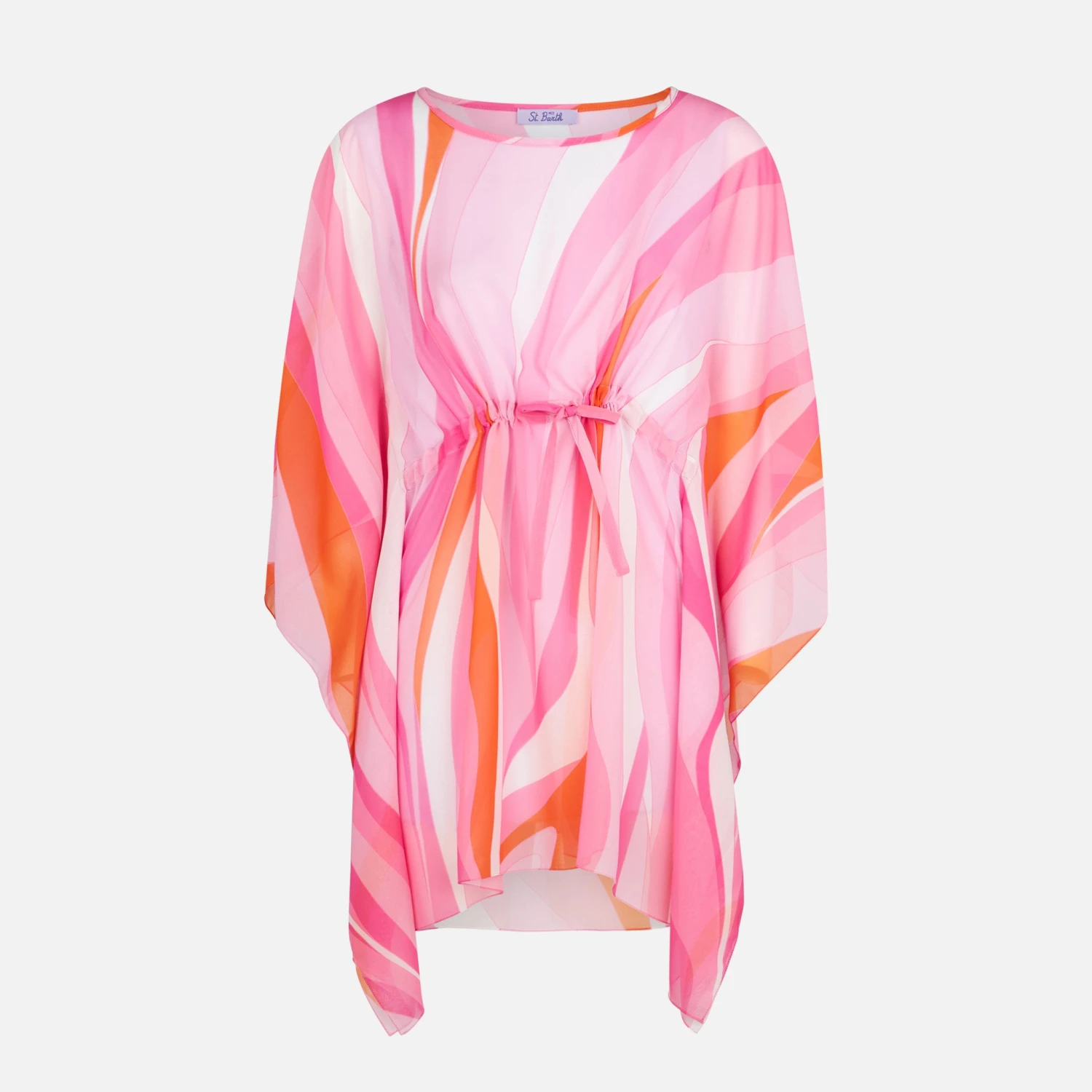 MC2 Saint Barth Pink And Orange Wave Print Caftan 6 MC2 Saint Barth Pink And Orange Wave Print Caftan - Image 4
