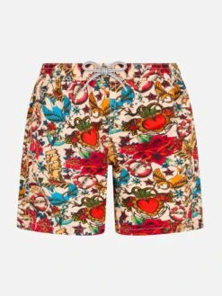 MC2 Saint Barth Boy Mid-length Jean Swim-shorts With Striped Print