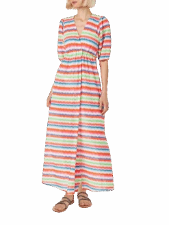 MC2 Saint Barth Chevron Raschel Knit Long Beach Dress Bliss With Striped Pattern