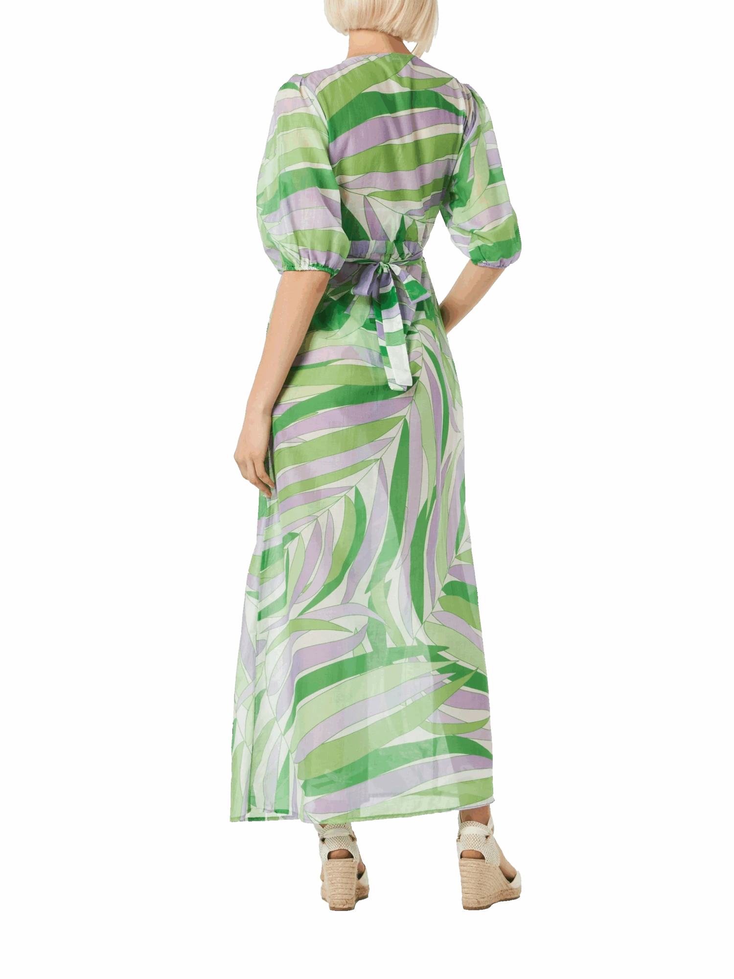 MC2 Saint Barth Cotton And Silk Long Dress Bliss With Palm Print 4 MC2 Saint Barth Cotton And Silk Long Dress Bliss With Palm Print - Image 2