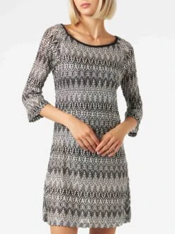 MC2 Saint Barth Black And White Knitted Chevron Mini Dress