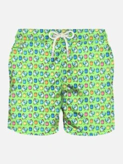 Light Fabric Man Swim Shorts Roosters Print