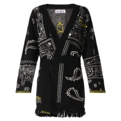 Woman Bandanna Coat With Belt And St. Barth Embroidery -MC2 Saint Barth Shop coat bandanna black woman