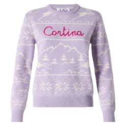 Woman Sweater With Norwegian Print And Cortina Embroidery -MC2 Saint Barth Shop cortina norwegian sweater woman