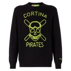 Black Man Sweater Cortina Pirates Fluo Embroidery -MC2 Saint Barth Shop cortina sweater embroidery cortina 4