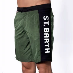 Military Green Swim Shorts With Contrast Lateral Band -MC2 Saint Barth Shop costume venice 52
