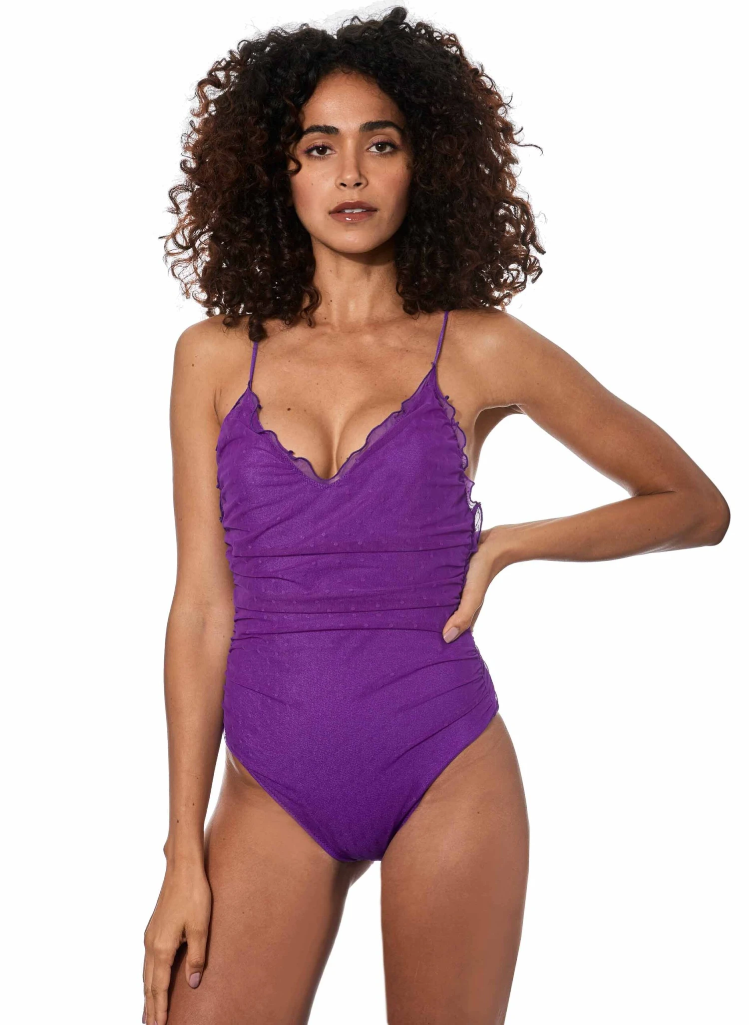 Purple One Piece Swimsuit Francoise With Tulle 5 Purple One Piece Swimsuit Francoise With Tulle - Image 3