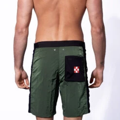 Military Green Swim Shorts With Contrast Lateral Band -MC2 Saint Barth Shop costumi uomo tessuti tecnici