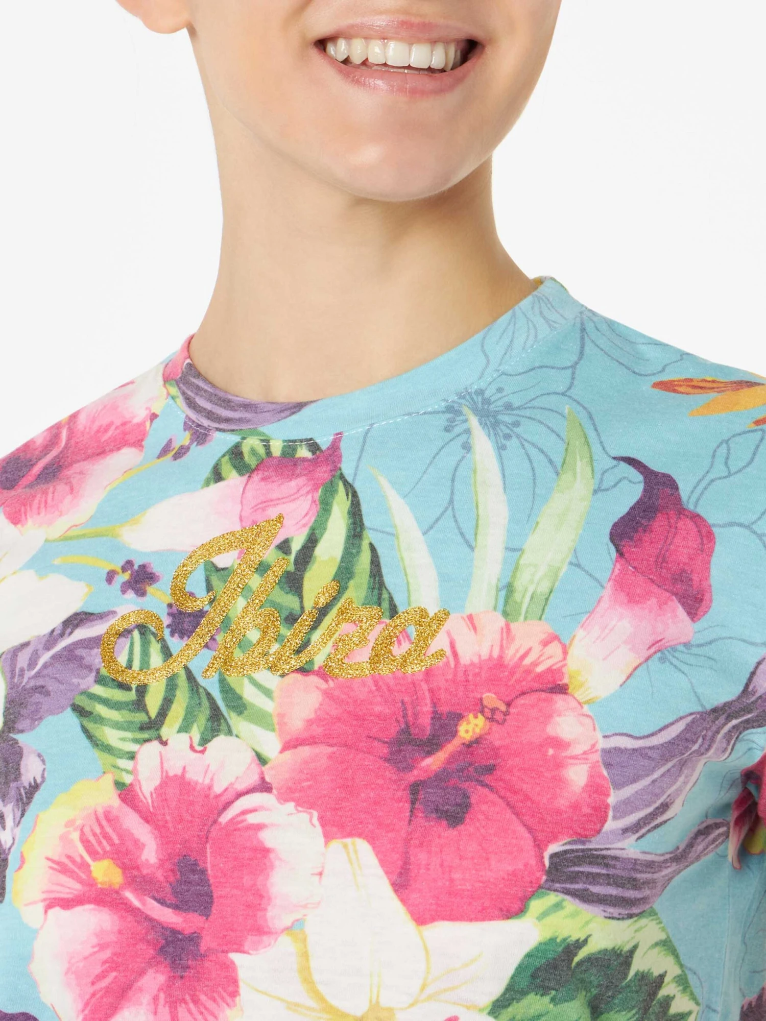 MC2 Saint Barth Woman Cotton T-shirt With Ibiscus Print 4 MC2 Saint Barth Woman Cotton T-shirt With Ibiscus Print - Image 2