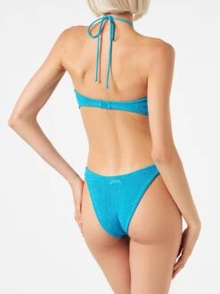MC2 Saint Barth Light Blue Lurex Crinkle Trikini Swimsuit -MC2 Saint Barth Shop crinkle turquoise trikini woman 2
