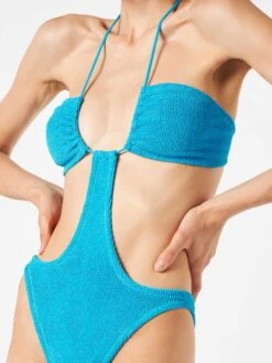 MC2 Saint Barth Light Blue Lurex Crinkle Trikini Swimsuit -MC2 Saint Barth Shop crinkle turquoise trikini woman 3