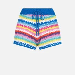 MC2 Saint Barth Woman Crochet Shorts -MC2 Saint Barth Shop crochet striped shorts handmade 4