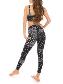 Black Bandana Printed Yoga Top And Leggings -MC2 Saint Barth Shop croptop leo bandana