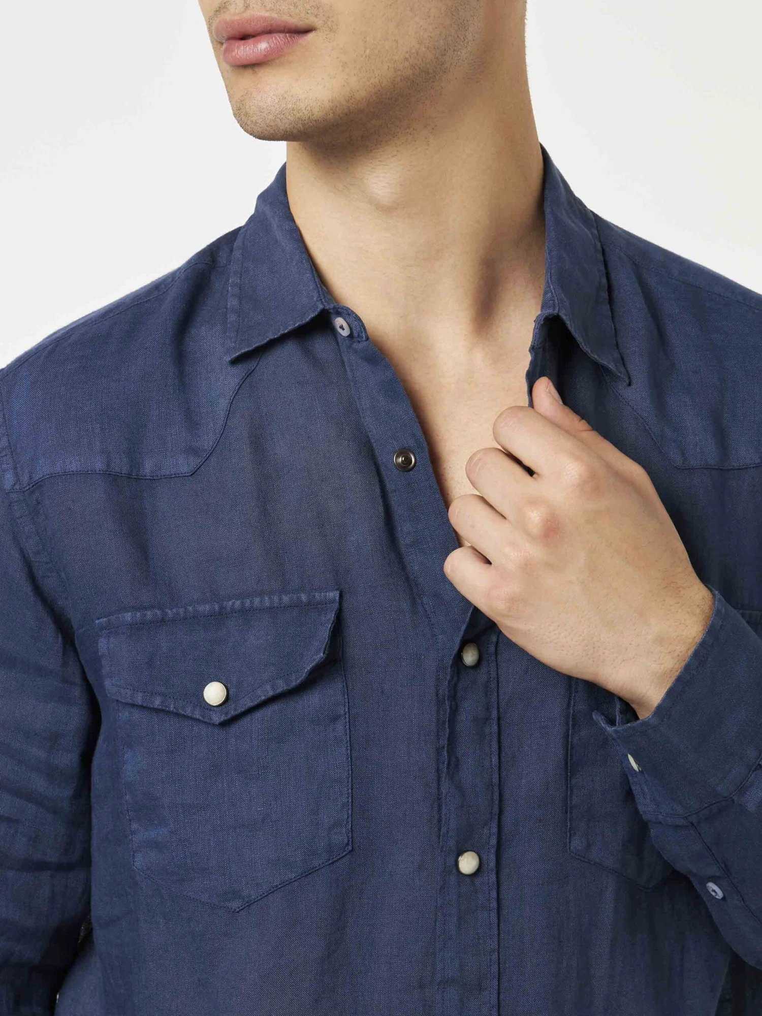 Dark Denim Linen Shirt 5 Dark Denim Linen Shirt - Image 3