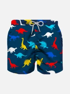 Boy Swim Shorts With Dinosaurs Print