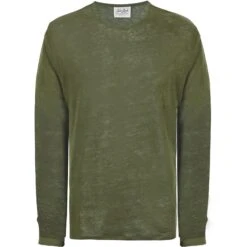 Military Green Linen Man T-Shirt Long Sleeves 8 Military Green Linen Man T-Shirt Long Sleeves -MC2 Saint Barth Shop ecstasea long 52