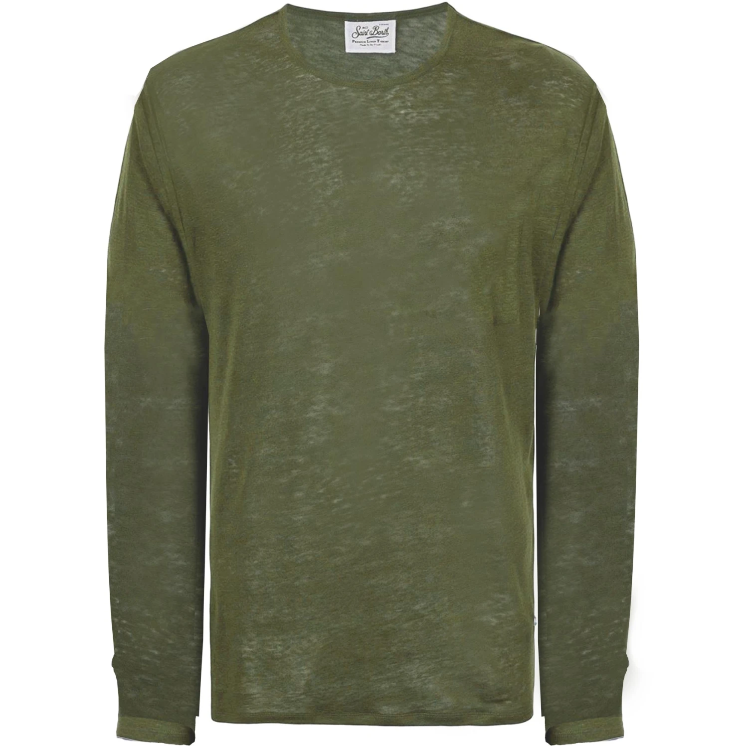 Military Green Linen Man T-Shirt Long Sleeves 5 Military Green Linen Man T-Shirt Long Sleeves - Image 3