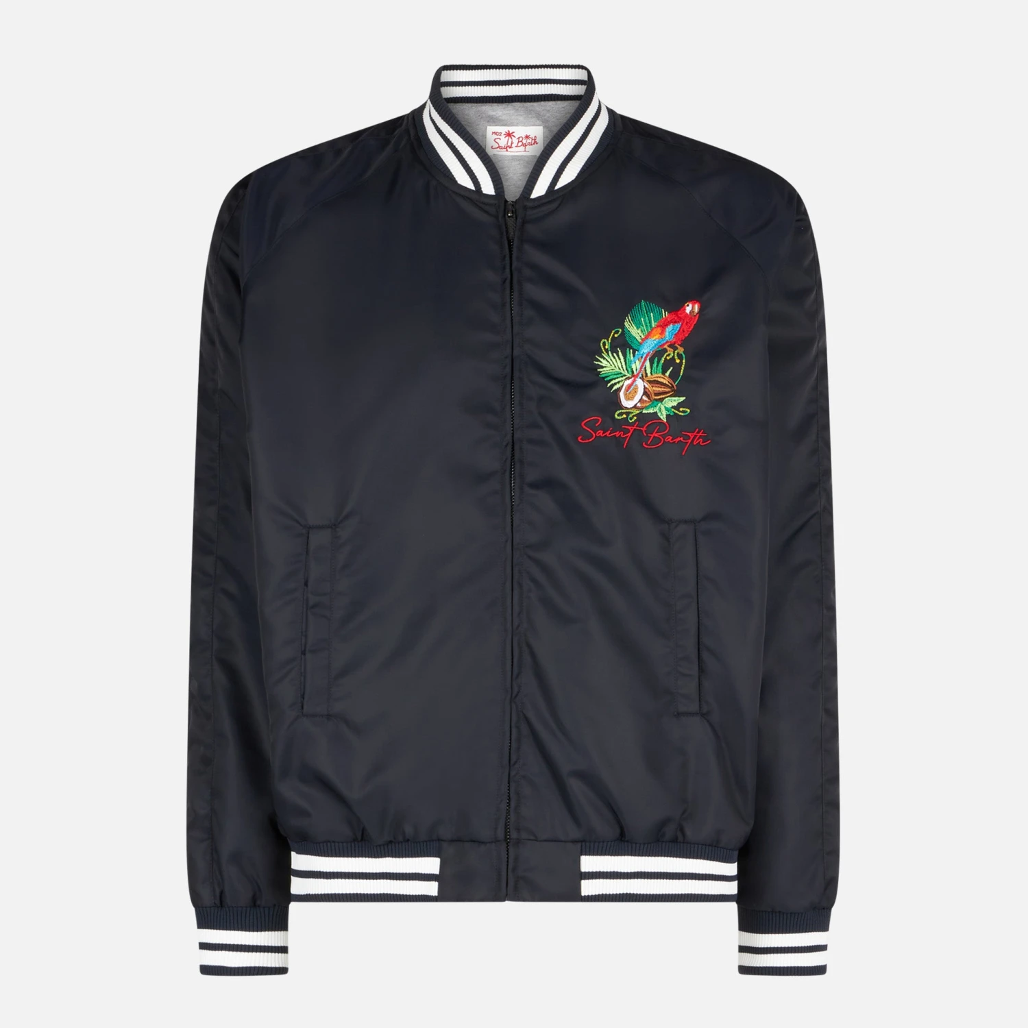 MC2 Saint Barth Man Blue Navy Jacket With Parrots Embroidery 6 MC2 Saint Barth Man Blue Navy Jacket With Parrots Embroidery - Image 4