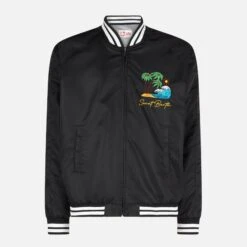 MC2 Saint Barth Man Black Jacket With Saint Barth Island Embroidery -MC2 Saint Barth Shop embroidery bomber jacket man 4
