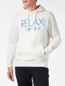 MC2 Saint Barth Man White Hoodie With Relax Don't Do It Embroidery