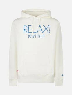 MC2 Saint Barth Man White Hoodie With Relax Don't Do It Embroidery -MC2 Saint Barth Shop embroidery hooded sweatshirt man 4