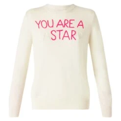 Woman White Sweater You Are A (Ba)star(d) Embroidery -MC2 Saint Barth Shop embroidery white sweater woman