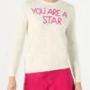 Woman White Sweater You Are A (Ba)star(d) Embroidery 1 Woman White Sweater You Are A (Ba)star(d) Embroidery -MC2 Saint Barth Shop embroidery white sweater woman 1