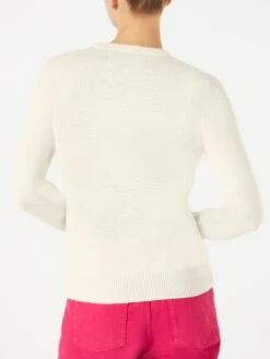 Woman White Sweater You Are A (Ba)star(d) Embroidery -MC2 Saint Barth Shop embroidery white sweater woman 2