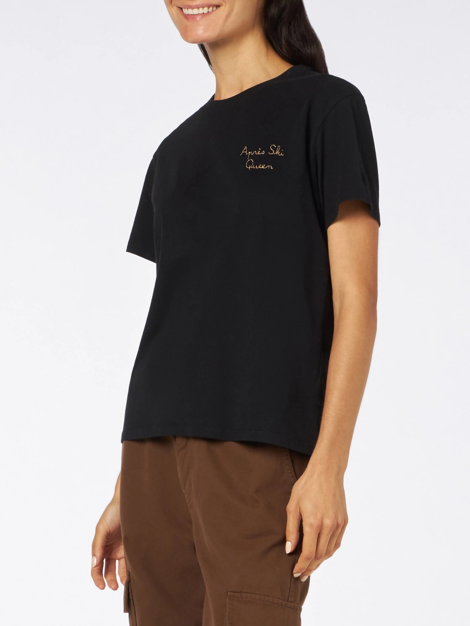 MC2 Saint Barth Woman Heavy Cotton T-shirt With Aprés Ski Queen Embroidery 4 MC2 Saint Barth Woman Heavy Cotton T-shirt With Aprés Ski Queen Embroidery - Image 2