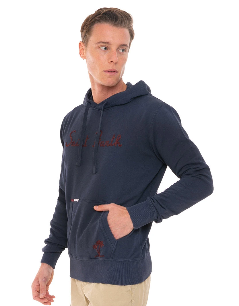 Blue Cotton Hoody With Embroidery 5 Blue Cotton Hoody With Embroidery - Image 3