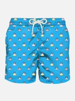 MC2 Saint Barth Man Light Fabric Swim Shorts With Dog Print