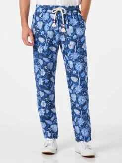 MC2 Saint Barth Man Floreal Print Linen Pants