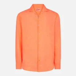 MC2 Saint Barth Man Fluo Orange Linen Pamplona Shirt 9 MC2 Saint Barth Man Fluo Orange Linen Pamplona Shirt -MC2 Saint Barth Shop flu orange linen shirt 4