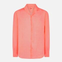 MC2 Saint Barth Man Fluo Red Linen Pamplona Shirt -MC2 Saint Barth Shop fluo red linen shirt 4