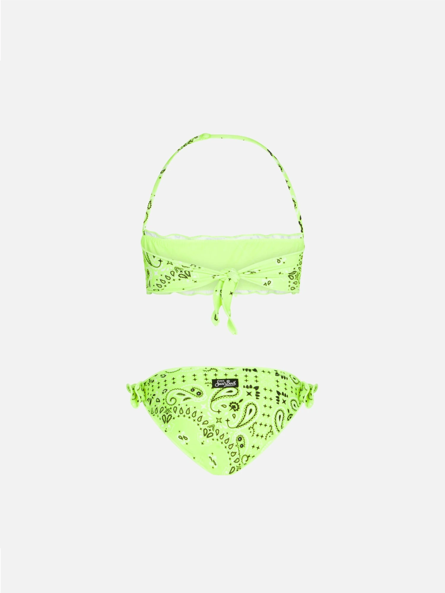 MC2 Saint Barth Girl Bandeau Bikini With Fluo Yellow Bandanna Print 4 MC2 Saint Barth Girl Bandeau Bikini With Fluo Yellow Bandanna Print - Image 2