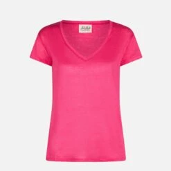 MC2 Saint Barth Woman Fuchsia Linen T-shirt 9 MC2 Saint Barth Woman Fuchsia Linen T-shirt -MC2 Saint Barth Shop fuchsia linen tshirt woman 3