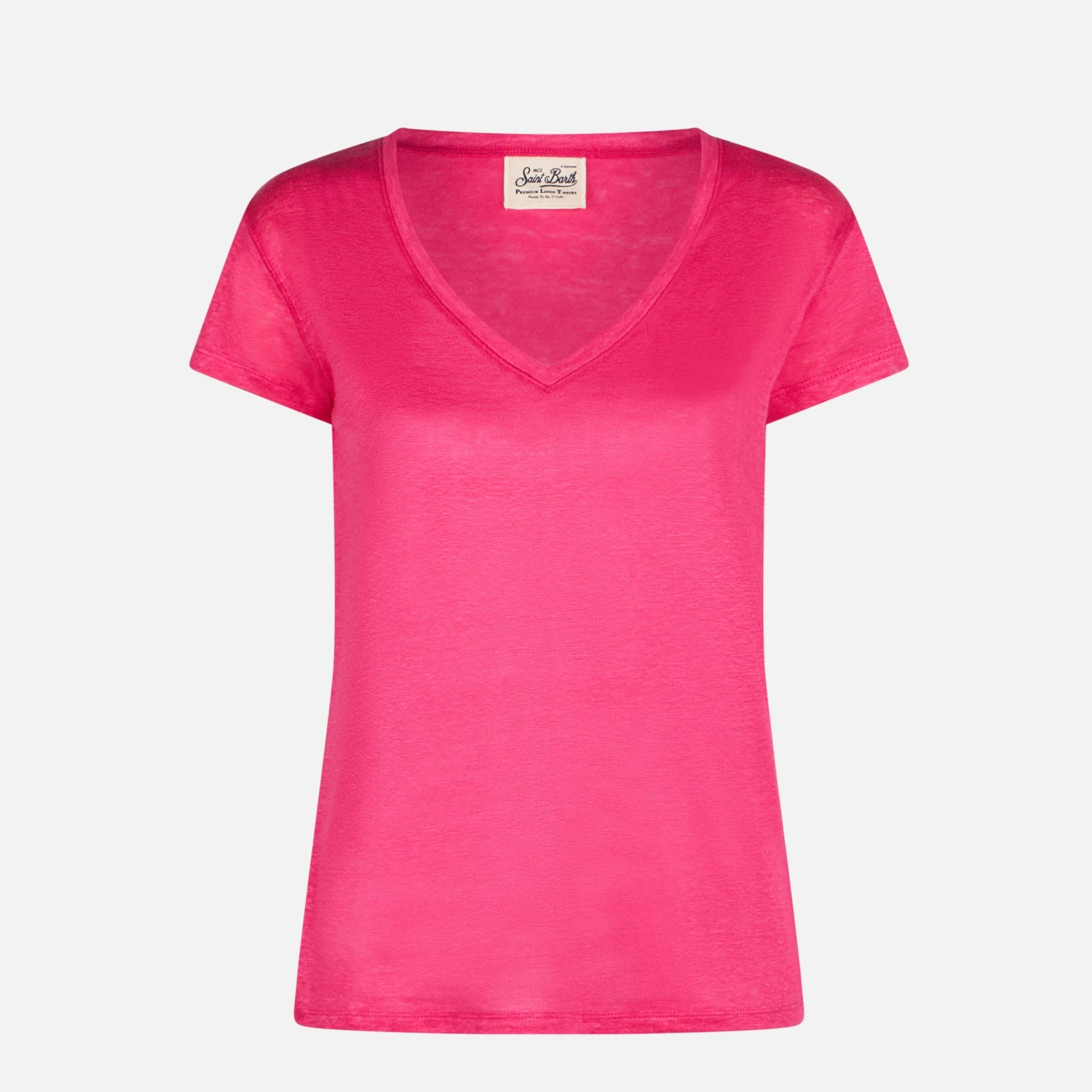 MC2 Saint Barth Woman Fuchsia Linen T-shirt 6 MC2 Saint Barth Woman Fuchsia Linen T-shirt - Image 4