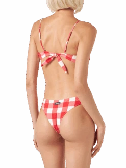 Gingham Bralette Bikini With Rings -MC2 Saint Barth Shop gingham bandeau bikini red 2