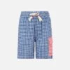 Vichy Blue Color Linen Bermuda Short -MC2 Saint Barth Shop gingham bermuda linen boy 1