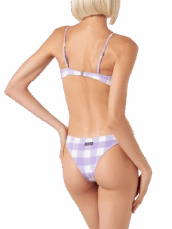 Woman Triangle Bikini With Gingham Print 7 Woman Triangle Bikini With Gingham Print -MC2 Saint Barth Shop gingham bralette bikini lilac 2