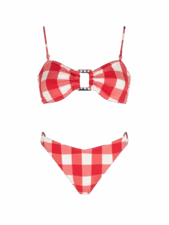 Gingham Bralette Bikini With Rings