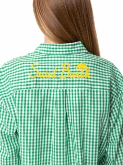 MC2 Saint Barth Green Gingham Cotton Shirt With Embroidery -MC2 Saint Barth Shop gingham cotton green shirt 3