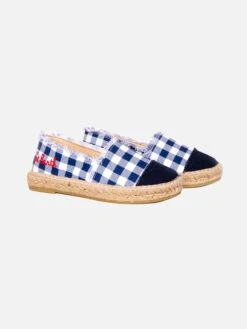 Gingham Print Canvas Espadrillas With Embroidery