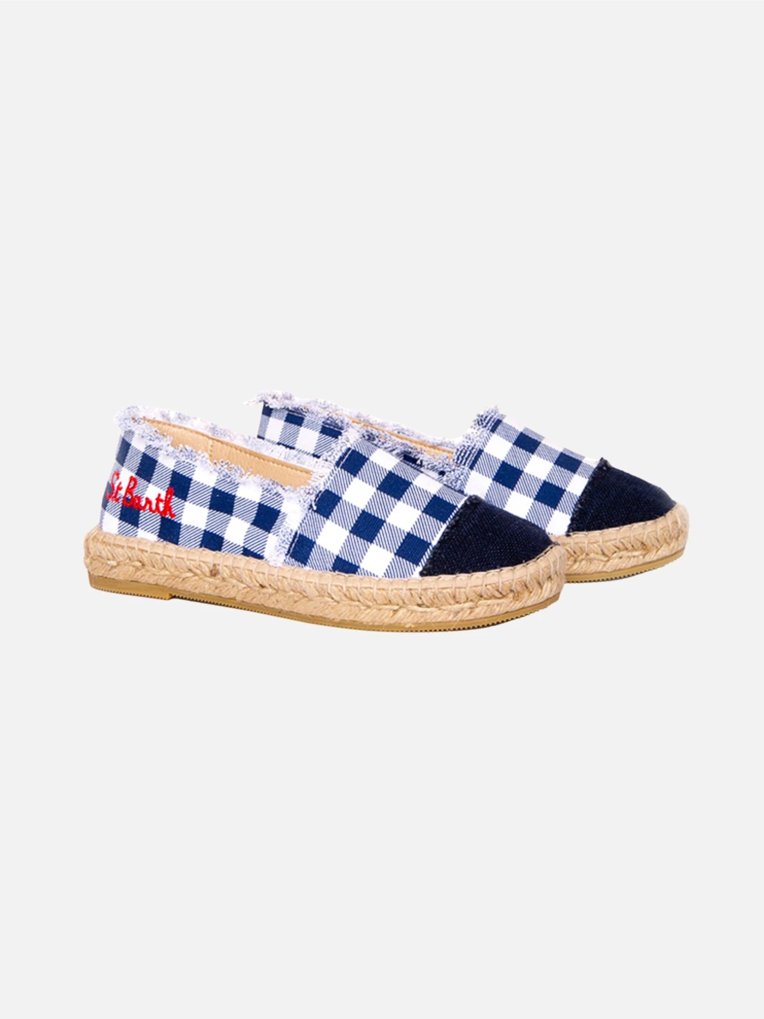 Gingham Print Canvas Espadrillas With Embroidery 3 Gingham Print Canvas Espadrillas With Embroidery