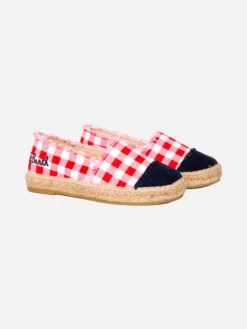 Gingham Canvas Espadrillas With Embroidery