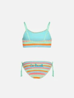 MC2 Saint Barth Girl Bralette Bikini Crochet With Multicolor Stripes -MC2 Saint Barth Shop girl crochet striped bikini 2 1