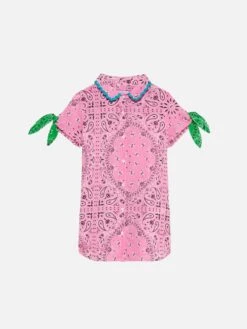 MC2 Saint Barth Girl Shirt Dress With Bandanna Print -MC2 Saint Barth Shop girl shirt embroidery bandanna 1 2