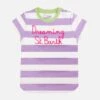 Pink And White Striped Girl's T-shirt With Embroided Written 2 Pink And White Striped Girl's T-shirt With Embroided Written -MC2 Saint Barth Shop girl t shirt striped lilac 02