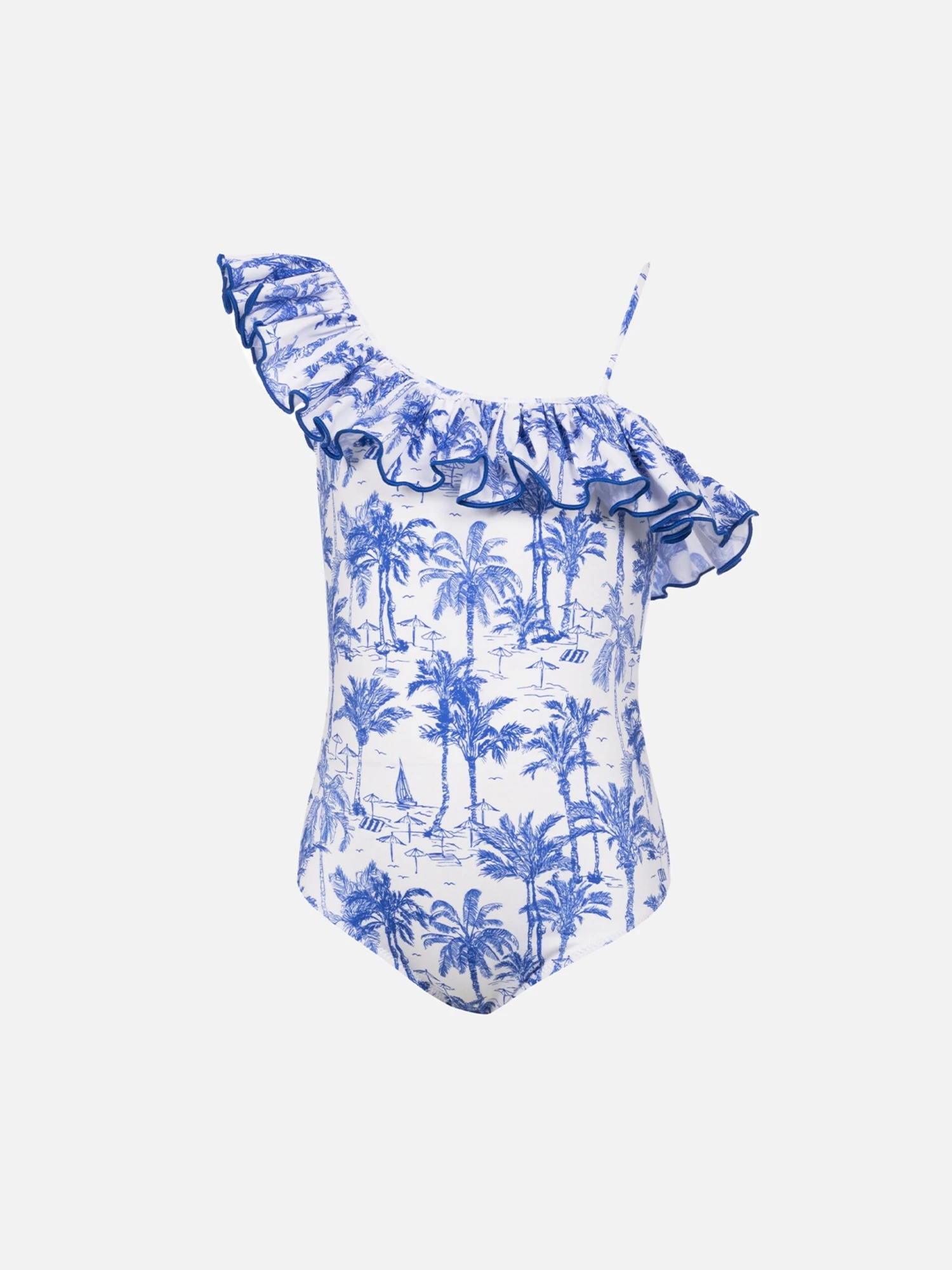 MC2 Saint Barth Girl Ruffled One Piece Carin Swimsuit With Toile De Jouy Print 3 MC2 Saint Barth Girl Ruffled One Piece Carin Swimsuit With Toile De Jouy Print
